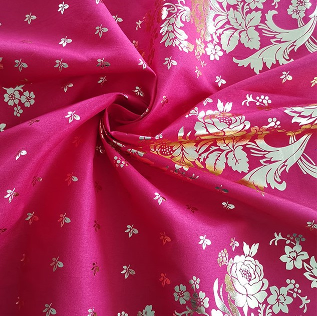 100% পলিয়েস্টার গোল্ড স্ট্যাম্পিং প্রিন্ট ফ্যাব্রিক